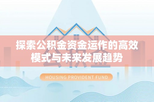 明山探索公积金资金运作的高效模式与未来发展趋势